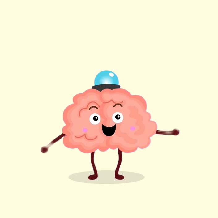 Illustration supporting mental health and emotional regulation, showing an open supportive hand cradling a pink brain icon with a red heart badge.